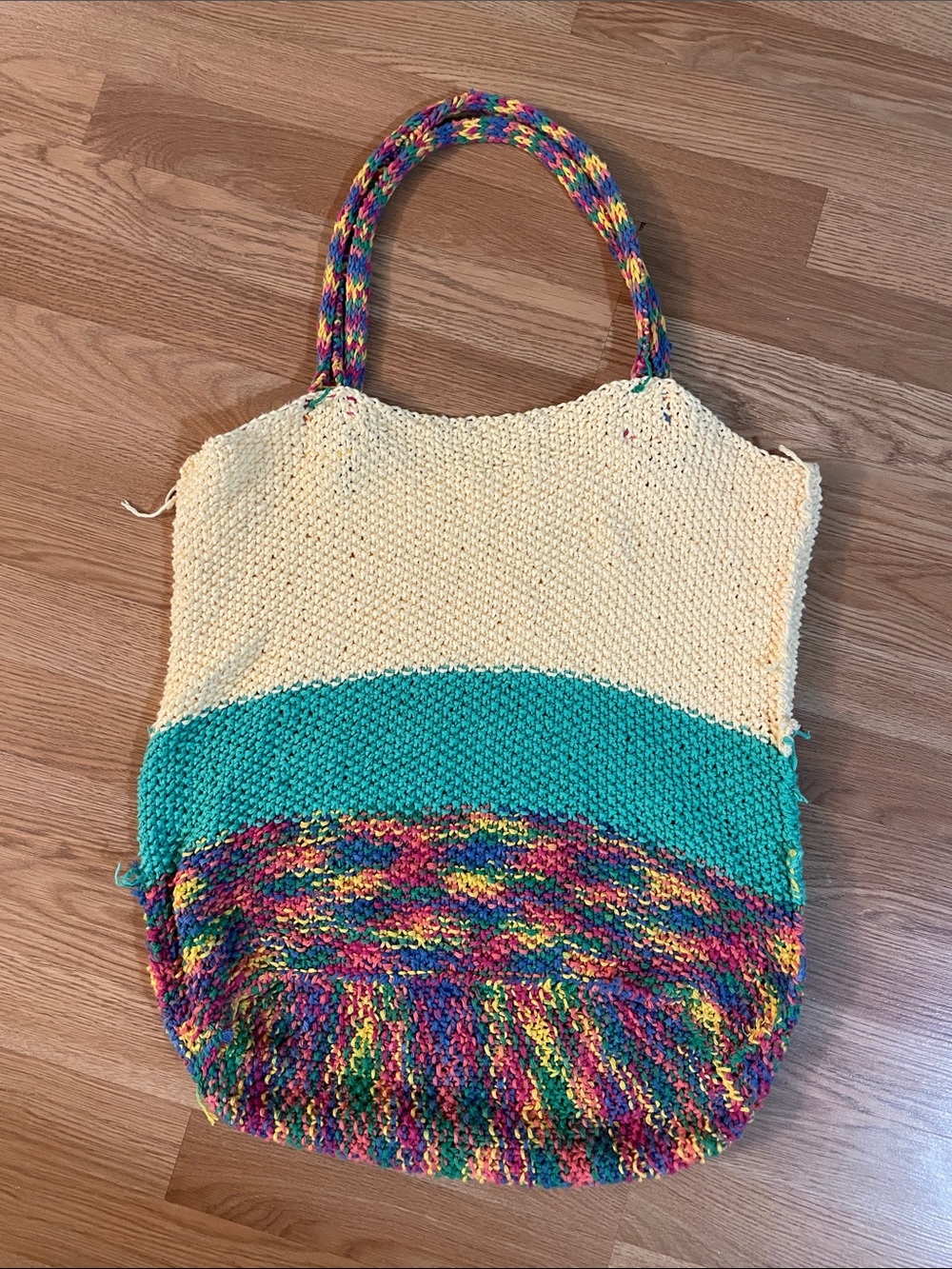 Handwoven Multicolor & Cream Tote boho style Bag - Picture 4 of 8